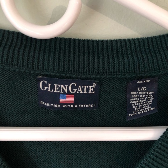 Glen Gate Green V-Neck Sweater Men Lg Made in USA - Picture 4 of 7
